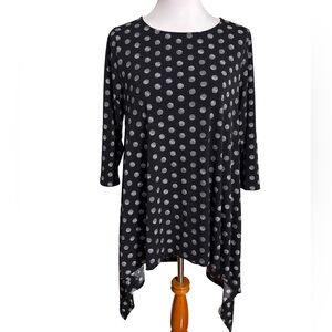 Chico's Black White Polka Dot Asymmetrical Tunic